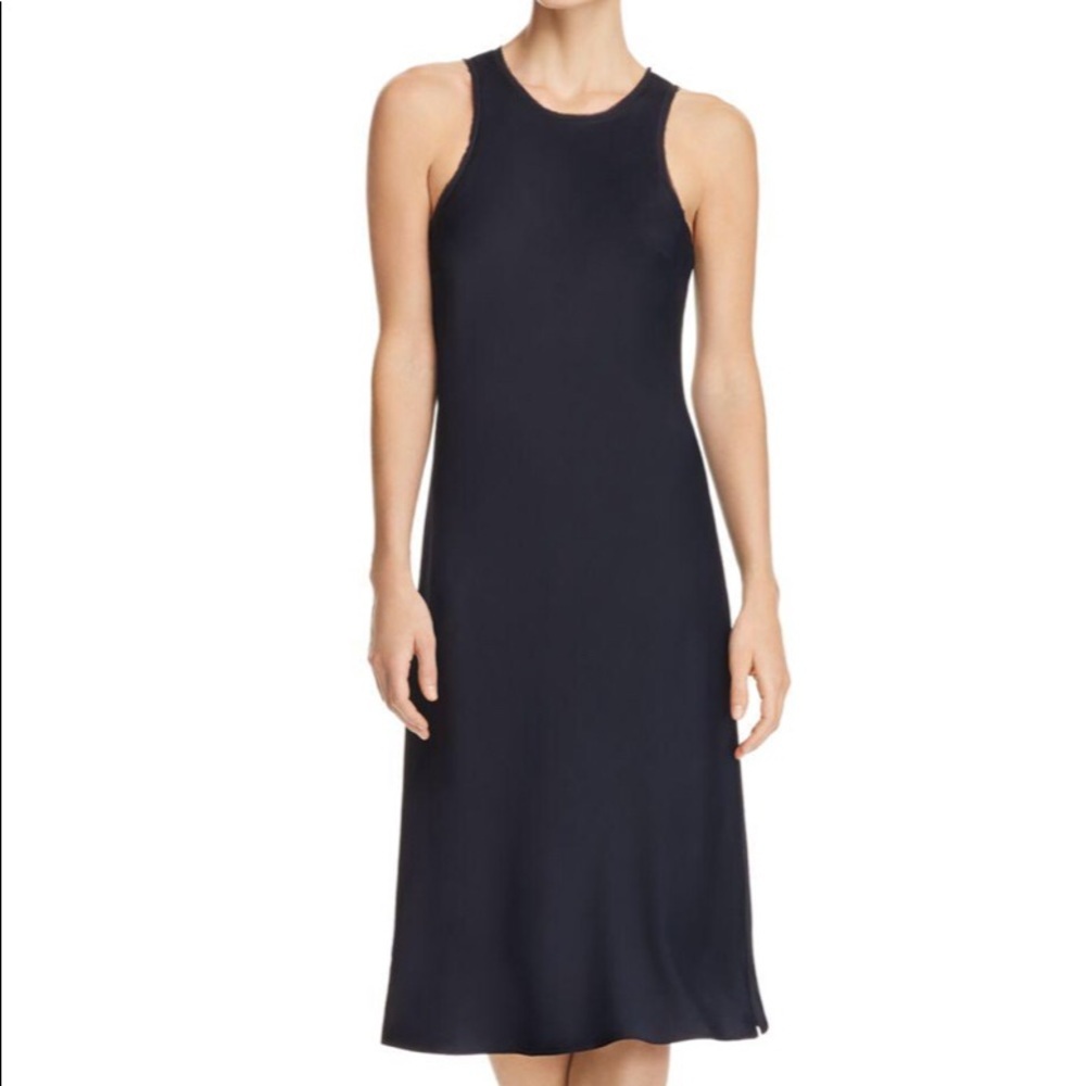 FRAME | NWT Stretch Satin Bias Cut Tank Slip Dress | L | Midnight Blue